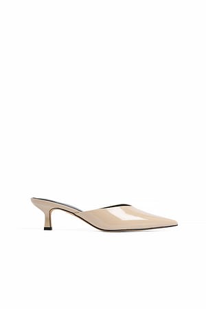 Light Greige V-Cut Pump Mules