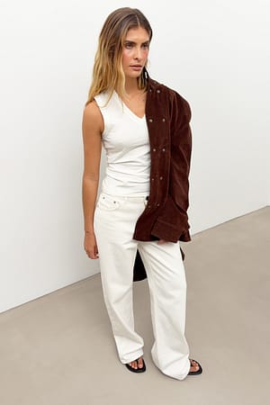 Offwhite Ärmlös topp med V-ringning