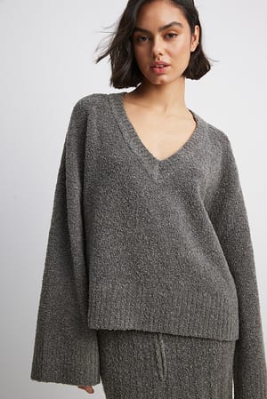 V Neck Knitted Sweater