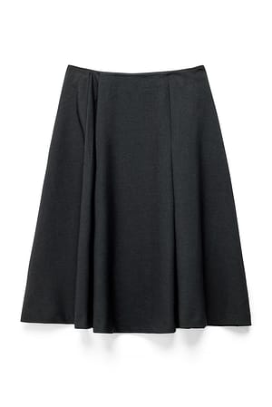 Washed Black Volume Tailored Midi Skirt