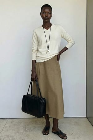 Khaki Green Ruime getailleerde midirok