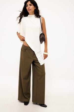 Wide Mid Waist Pocket Pants