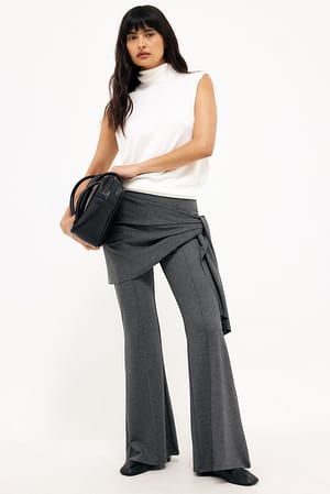 Grey Waist Tie Pants