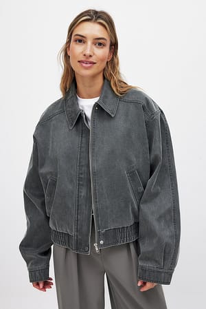 Grey Washed Out Bomber Jacket