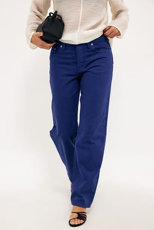 Navy Jean droit Way à taille mi-haute