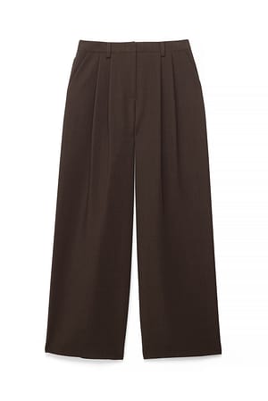 Brown Melange Wijde hoge taille melange pantalon