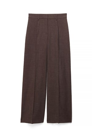 Brown Melange Wide High Waist Melange Pants