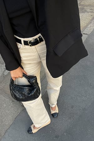 Denimbroek met wijde pijpen en hoge taille