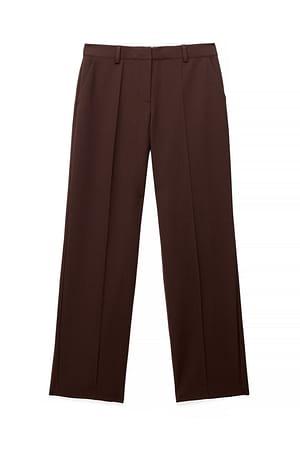 Brown Wide Leg Mid Waist Pants