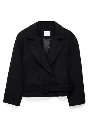 Black Wide Shoulder Short Coat