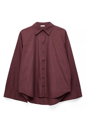 Dark Plum Wide Sleeve Cotton Shirt