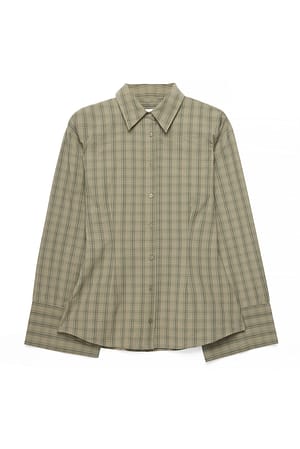 Green Check Chemise ajustée à manches larges