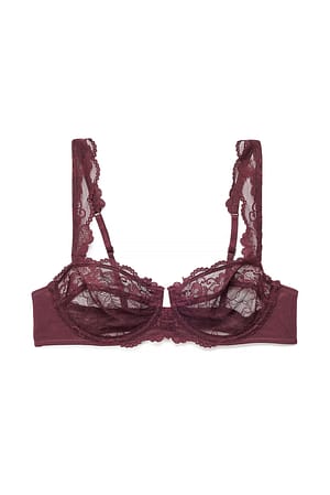 Dark Red Bred Stropp Blonde Balconette BH