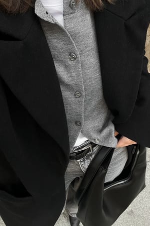 Grey Melange Fine Knitted Cardigan