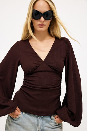 Brown Blus med vida ärmar