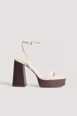 Wooden Heel Platform Sandals