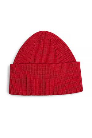 Red Gorro de punto de mezcla de lana