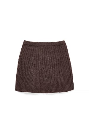 Brown Wollmischung Gestrickter Minirock