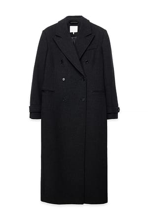Dark Grey Wool Blend Tailored Coat