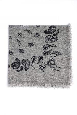 Grey Wool Paisley Scarf
