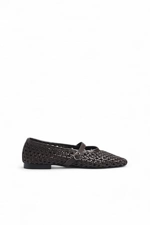 DK Brown Ballerinas aus gewebtem Leder