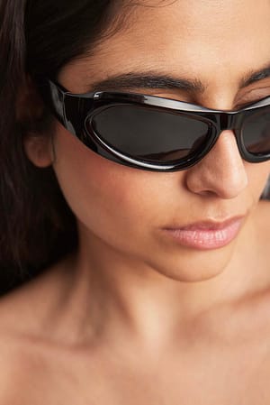 Black Wrap Around Racer Sunglasses
