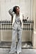 Grey/White Stripe Hose mit Crochet-Einsatz und mittlerer Taille