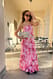 Yellow Flower Print Maxi-Tube-Kleid mit Plissee