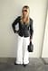 White gerade Baumwollhose mit mittlerer Taille