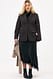 Black asymmetrischer Satin-Midirock mit Spitze