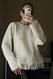 Offwhite Strickpullover mit Fransen