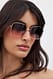 Brown/Gold Sonnenbrille mit Metallrahmen und großem eckigem Gestell