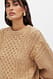 Beige Melange Strickpullover mit Zopfmuster