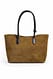 Tan Handtasche aus Wildleder mit Kontrastriemen