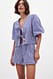 Blue/White weite Baumwollshorts mit mittlerer Taille