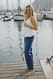 White Croppped-Jeans mit Muschelsaum