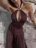Dark Brown Badeanzug mit Cut-out und Schnalle