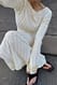 Offwhite Strick-Maxikleid mit tiefem Rücken