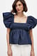 Blue Denim-Top mit Volant