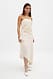 Cream Chiffon-Midikleid mit Blumendetail