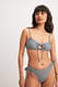 Blue/Print Bikini-Höschen mit doppeltem Kordelzug