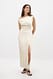 Beige drapiertes Maxikleid
