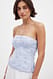Blue Bandeau-Top mit Stickerei