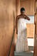 Light Yellow/Cream besticktes Bandeau-Chiffon-Maxikleid