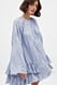 Blue Mini-Volumen-Kleid mit Stickerei