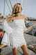Offwhite Anglaise-Minikleid mit Stickerei