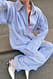 Blue Stripe weite Hose mit Stickereidetail