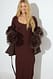 Burgundy Fine Knitted Trumpet Sleeve Midi Dress