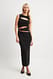 Black Fein gestricktes Maxikleid mit Cut-Outs