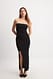 Black Feingestrickter, hoch geschlitztes Schlauchkleid